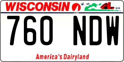 WI license plate 760NDW