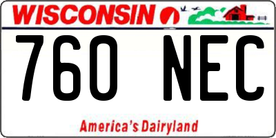 WI license plate 760NEC