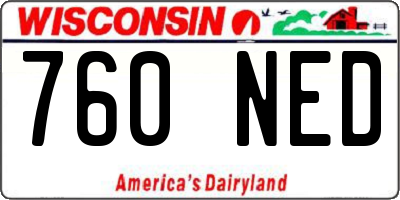 WI license plate 760NED