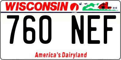 WI license plate 760NEF