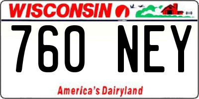WI license plate 760NEY