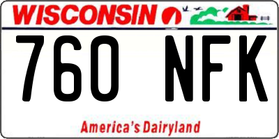 WI license plate 760NFK