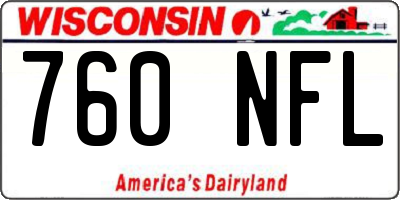 WI license plate 760NFL