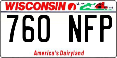 WI license plate 760NFP