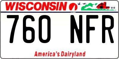 WI license plate 760NFR