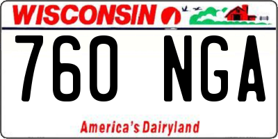 WI license plate 760NGA