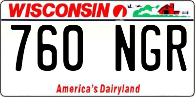 WI license plate 760NGR