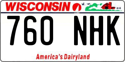WI license plate 760NHK