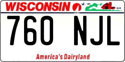 WI license plate 760NJL