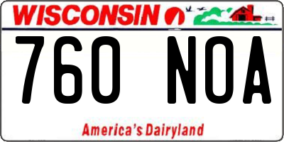 WI license plate 760NOA