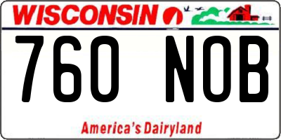 WI license plate 760NOB