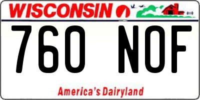 WI license plate 760NOF