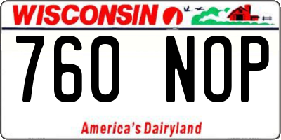WI license plate 760NOP
