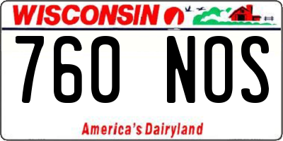 WI license plate 760NOS