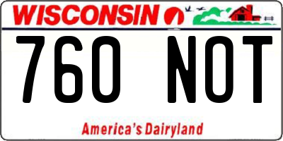 WI license plate 760NOT