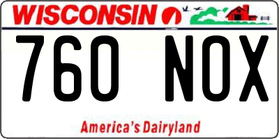 WI license plate 760NOX