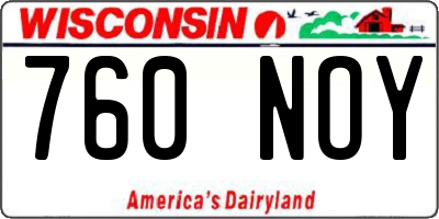 WI license plate 760NOY