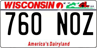 WI license plate 760NOZ