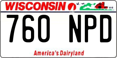 WI license plate 760NPD