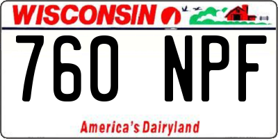 WI license plate 760NPF