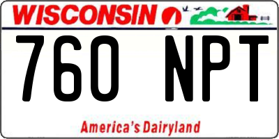 WI license plate 760NPT