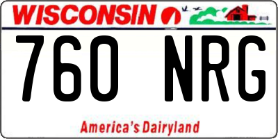 WI license plate 760NRG