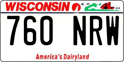 WI license plate 760NRW