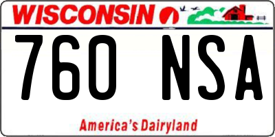 WI license plate 760NSA