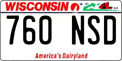 WI license plate 760NSD