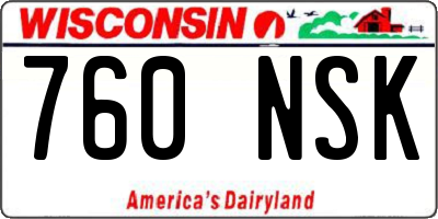 WI license plate 760NSK