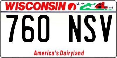 WI license plate 760NSV