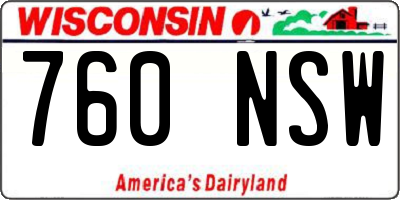 WI license plate 760NSW