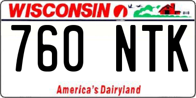 WI license plate 760NTK