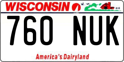 WI license plate 760NUK