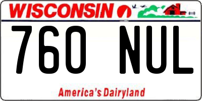 WI license plate 760NUL