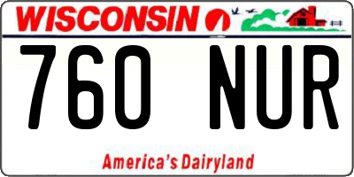 WI license plate 760NUR