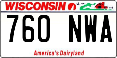 WI license plate 760NWA