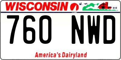 WI license plate 760NWD