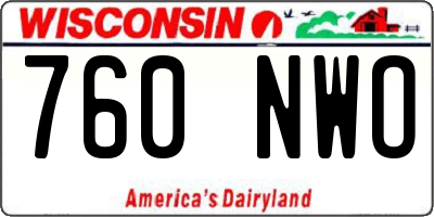 WI license plate 760NWO