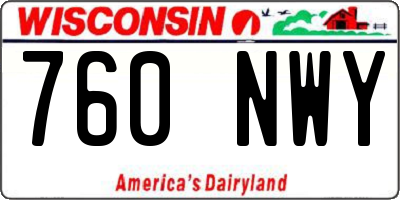 WI license plate 760NWY