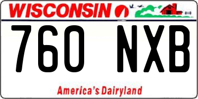 WI license plate 760NXB