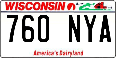 WI license plate 760NYA
