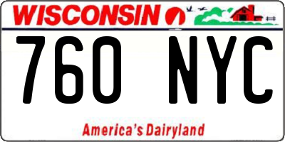 WI license plate 760NYC