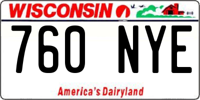 WI license plate 760NYE