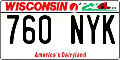 WI license plate 760NYK