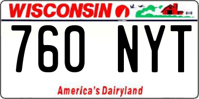 WI license plate 760NYT