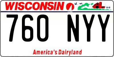 WI license plate 760NYY