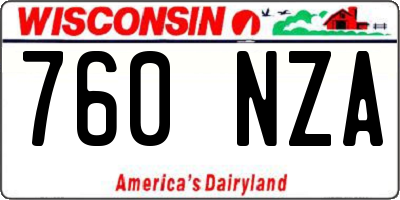 WI license plate 760NZA