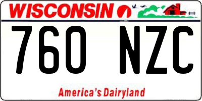 WI license plate 760NZC