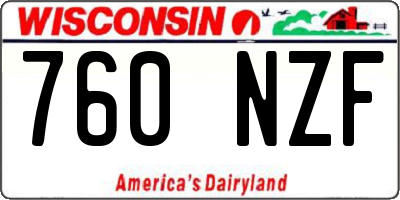 WI license plate 760NZF